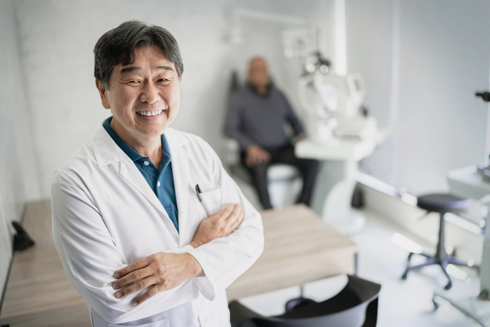 Doctor posing for a photo in the exam room